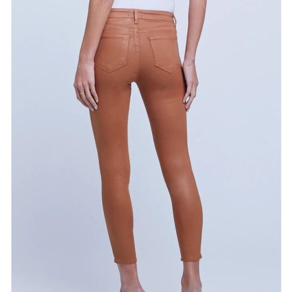L'Agence Margot Skinny High-Rise Stretchy Cropped Jeans in Coated Java Size 32 - Picture 4 of 10